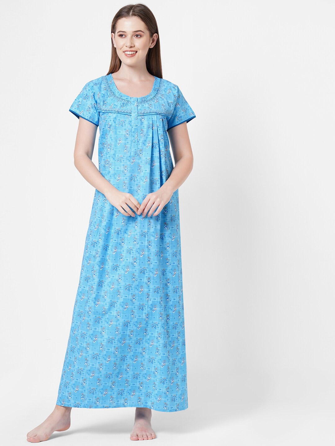 

Sweet Dreams Blue Printed Maxi Nightdress