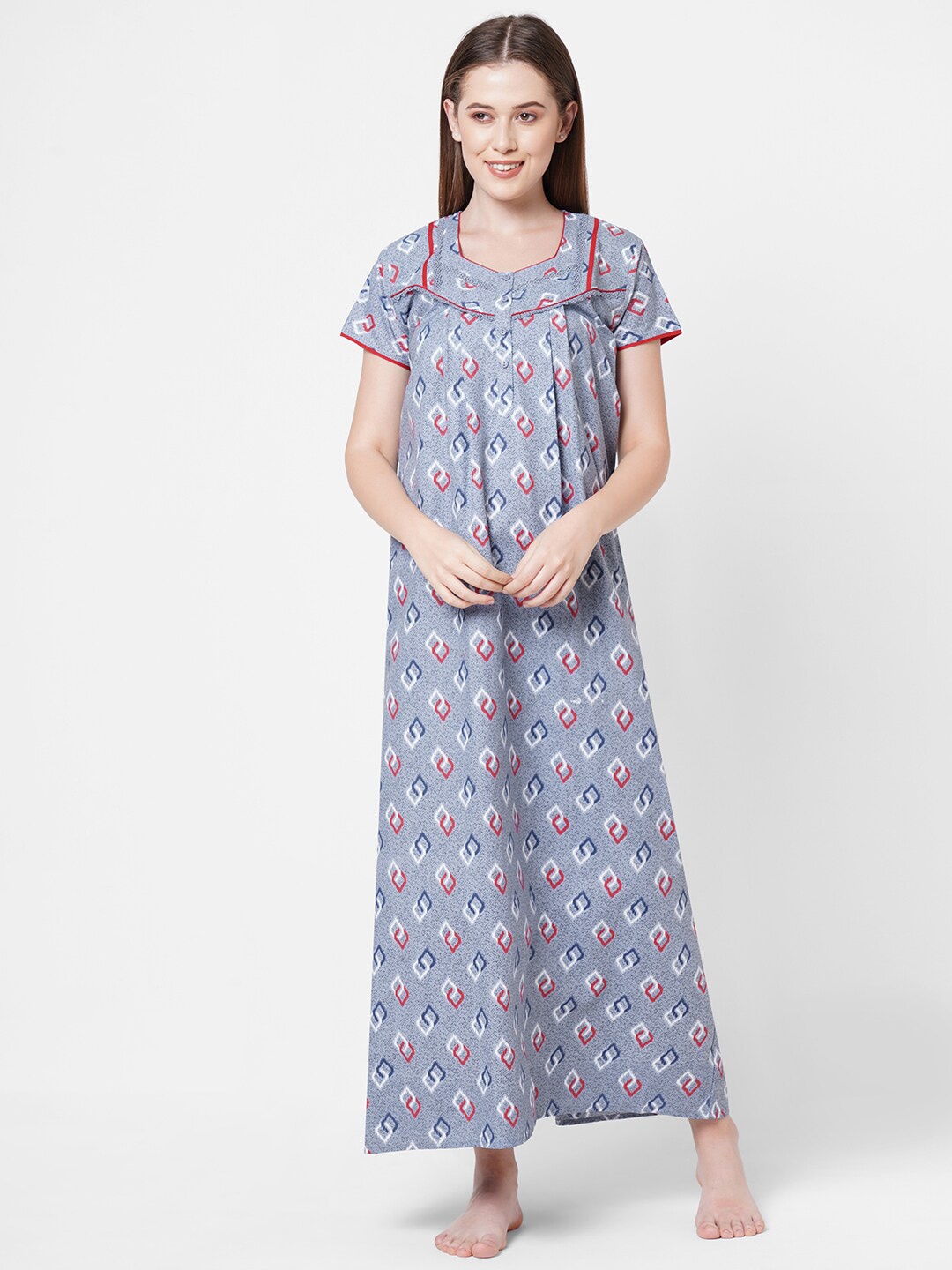 

Sweet Dreams Grey Printed Maxi Nightdress