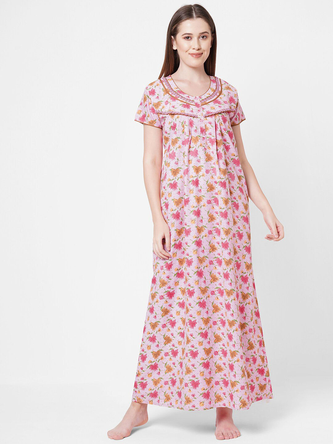 

Sweet Dreams Pink Printed Maxi Nightdress