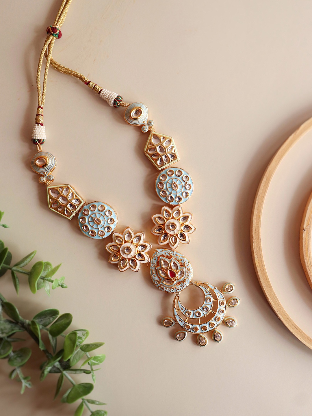 

CURIO COTTAGE Gold-Toned & Blue Gold-Plated Handcrafted Necklace