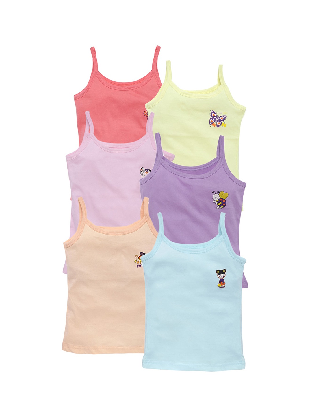 

SAVAGE Girls Pack of 6 Cotton Camisole, Pink
