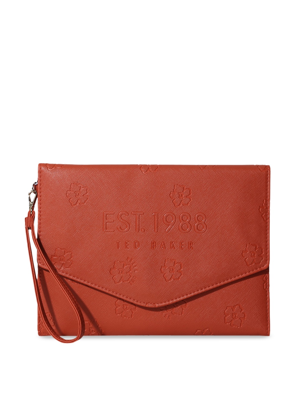 

Ted Baker Red Embellished Leather Structured Sling Bag with Cut Work