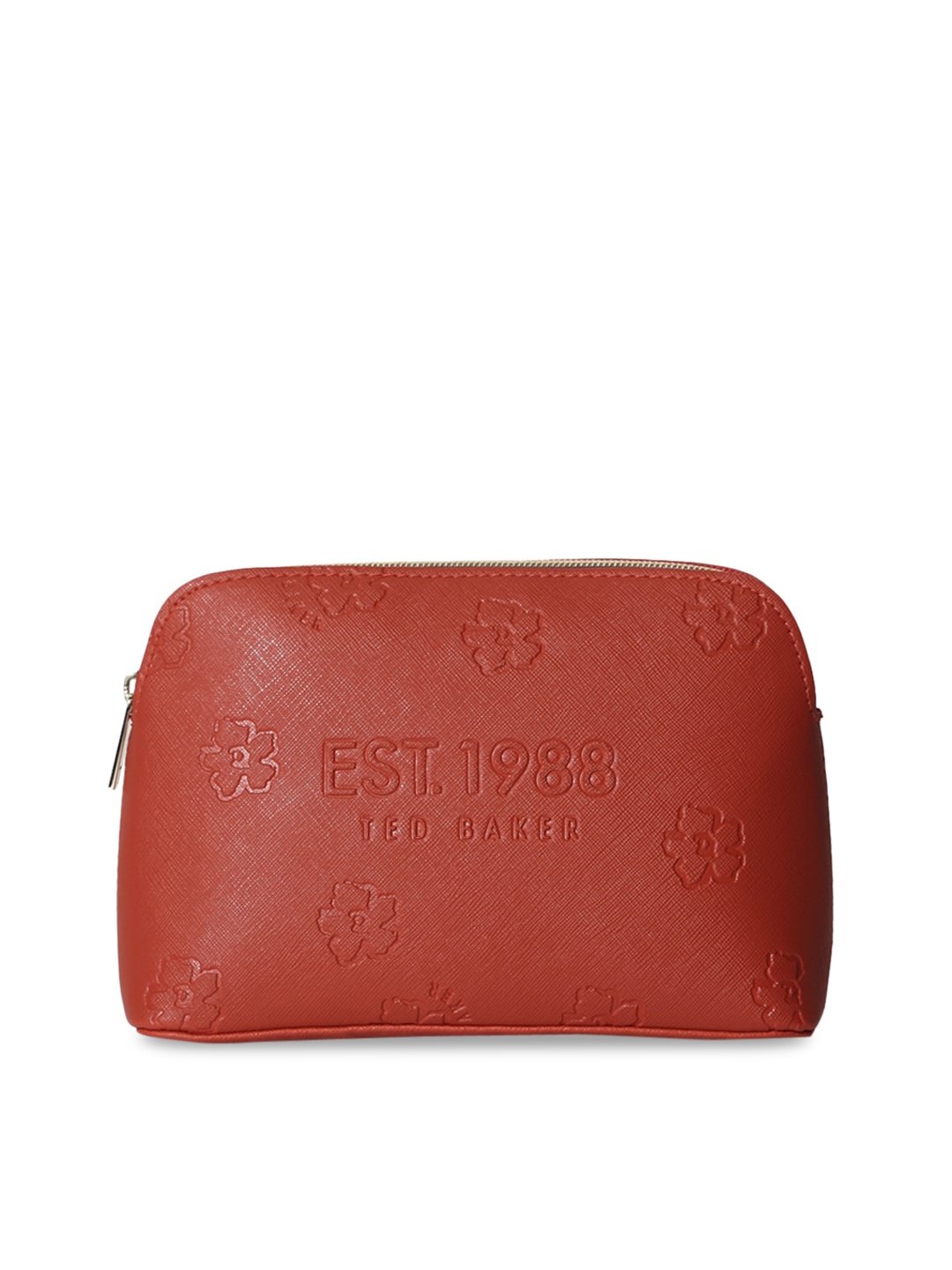 

Ted Baker Red Printed Leather Structured Sling Bag with Cut Work