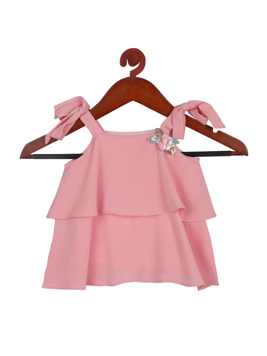 

Tiny Girl Pink Colourblocked Off-Shoulder Top