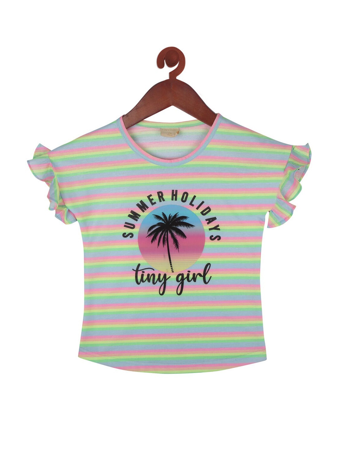 

Tiny Girl Green Striped Crop Top