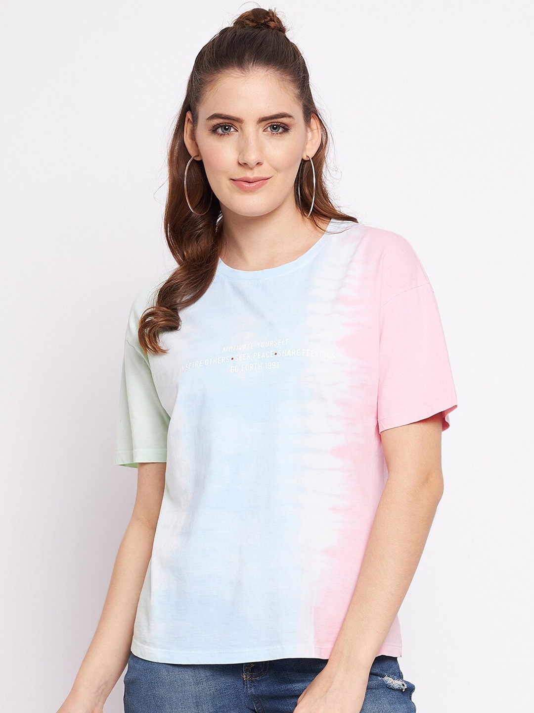 

Octave Women Blue Extended Sleeves T-shirt