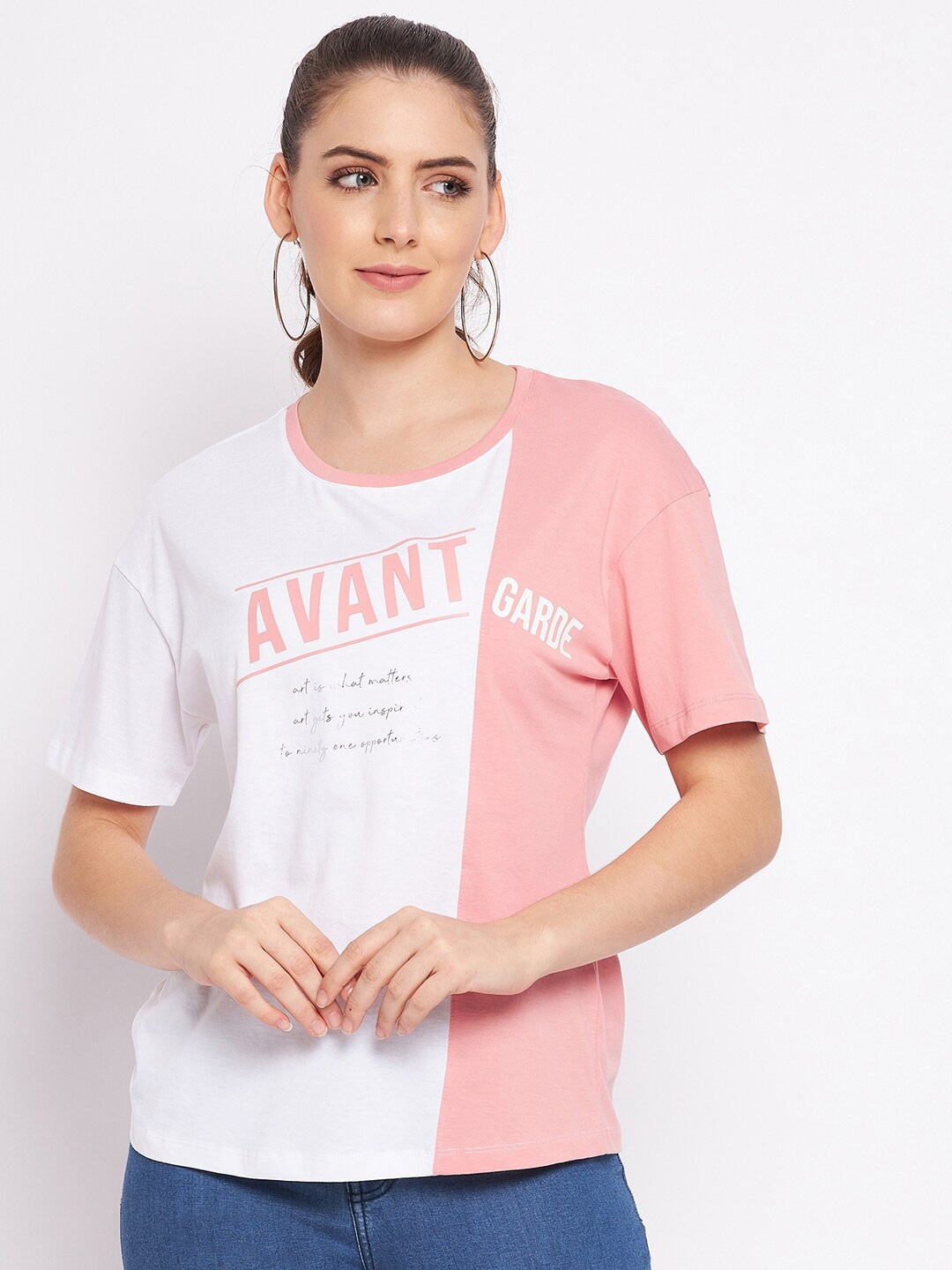 

Octave Women White Typography Printed T-shirt