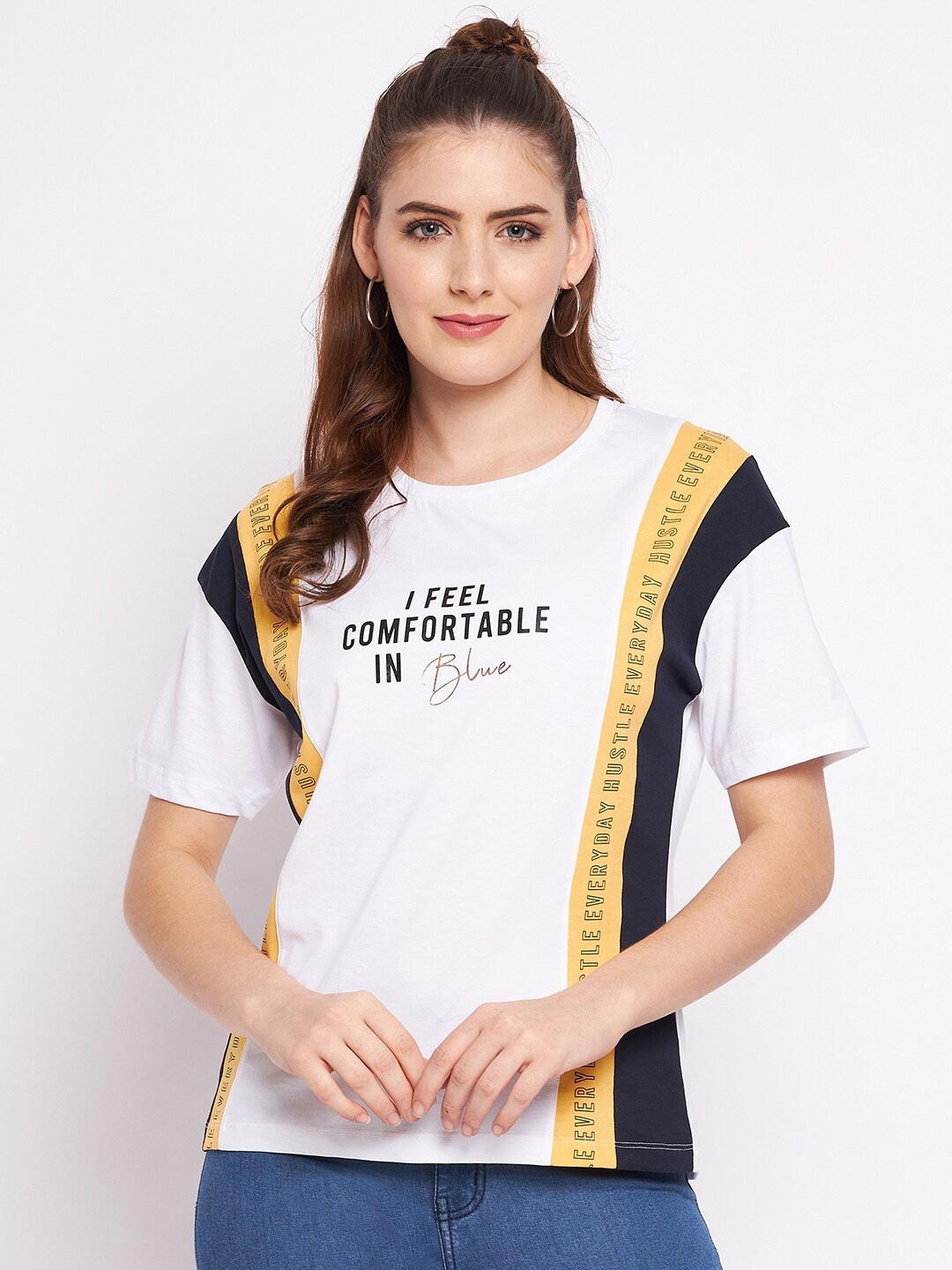 

Octave Women White Typography Printed T-shirt
