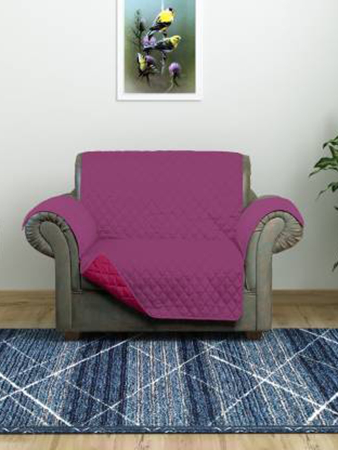 

Athome by Nilkamal Quilted Reversible 1 Seater Sofa Cover, Lavender