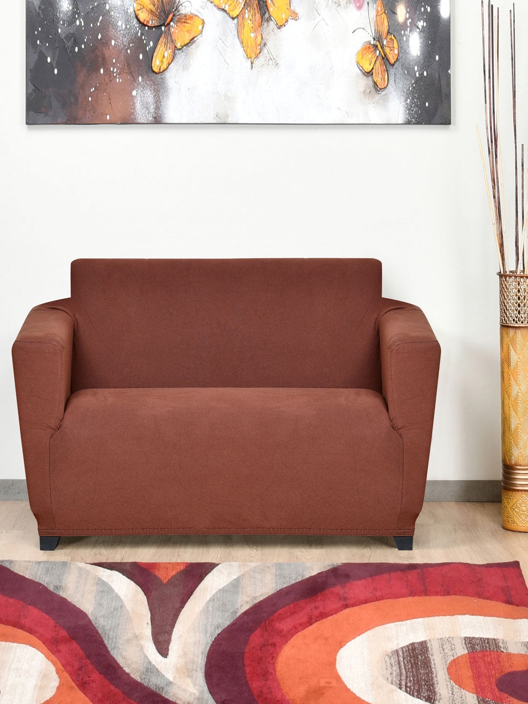 

Athome by Nilkamal Brown Self-Design 2-Seater Sofa Cover