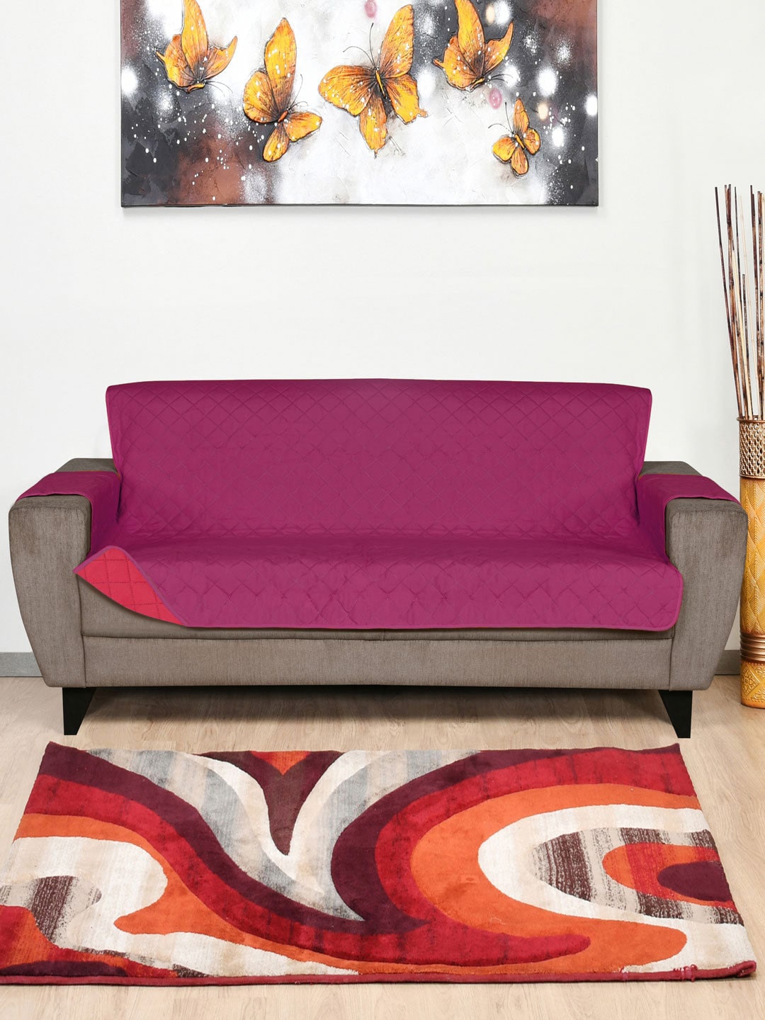 

Athome by Nilkamal Fuchsia 5 Seater Reversible Sofa Cover