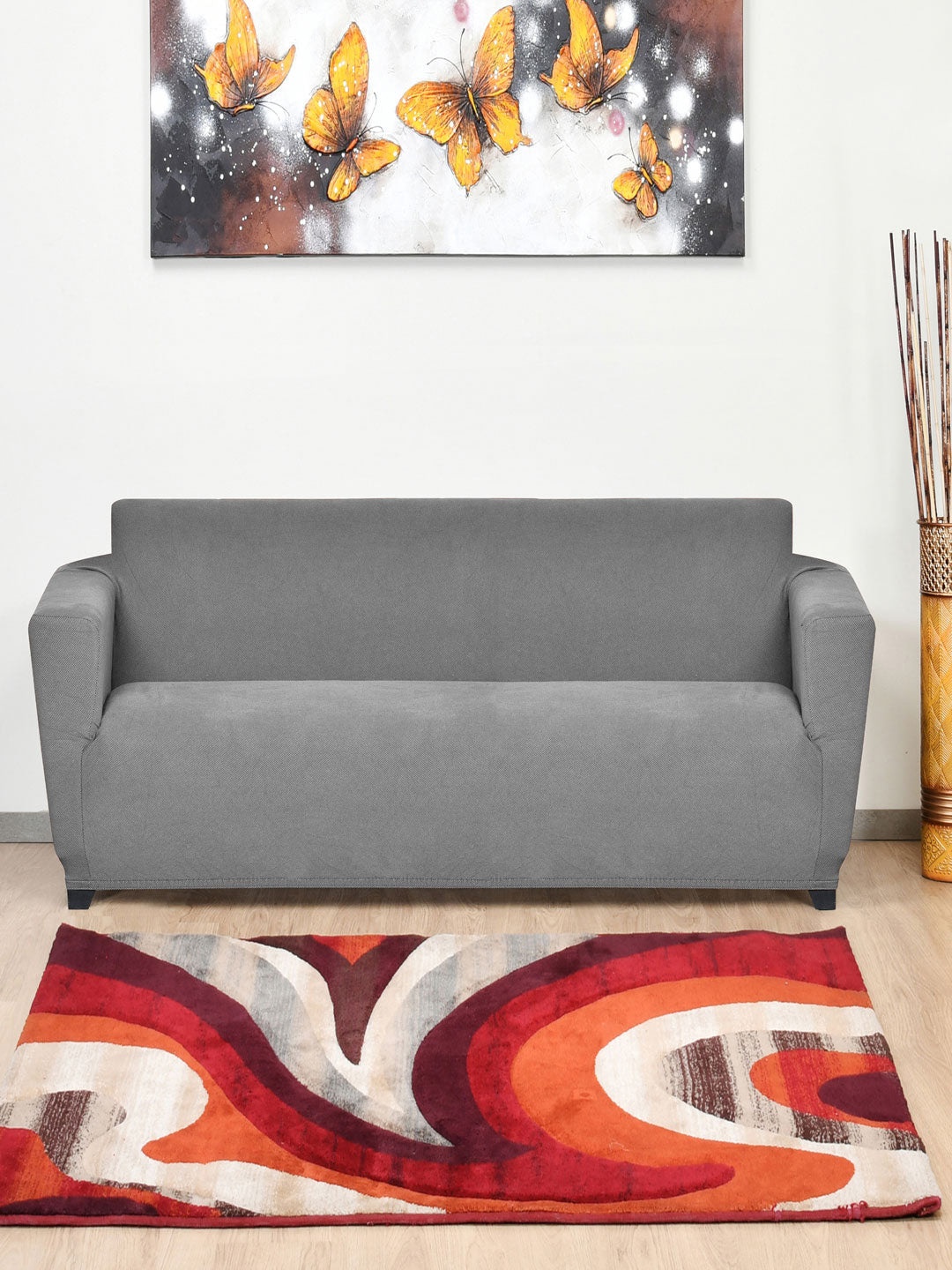 

Athome by Nilkamal Grey Printed Cotton Sofa Covers