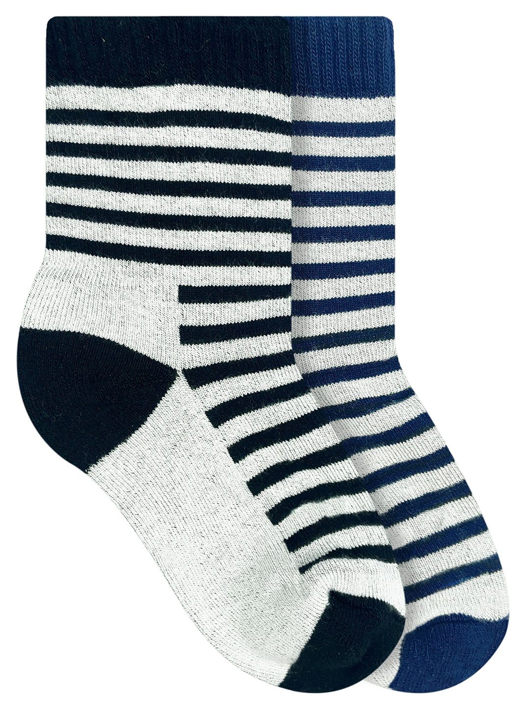 

Heelium Kids Pack Of 2 Striped Calf-Length Socks, Black