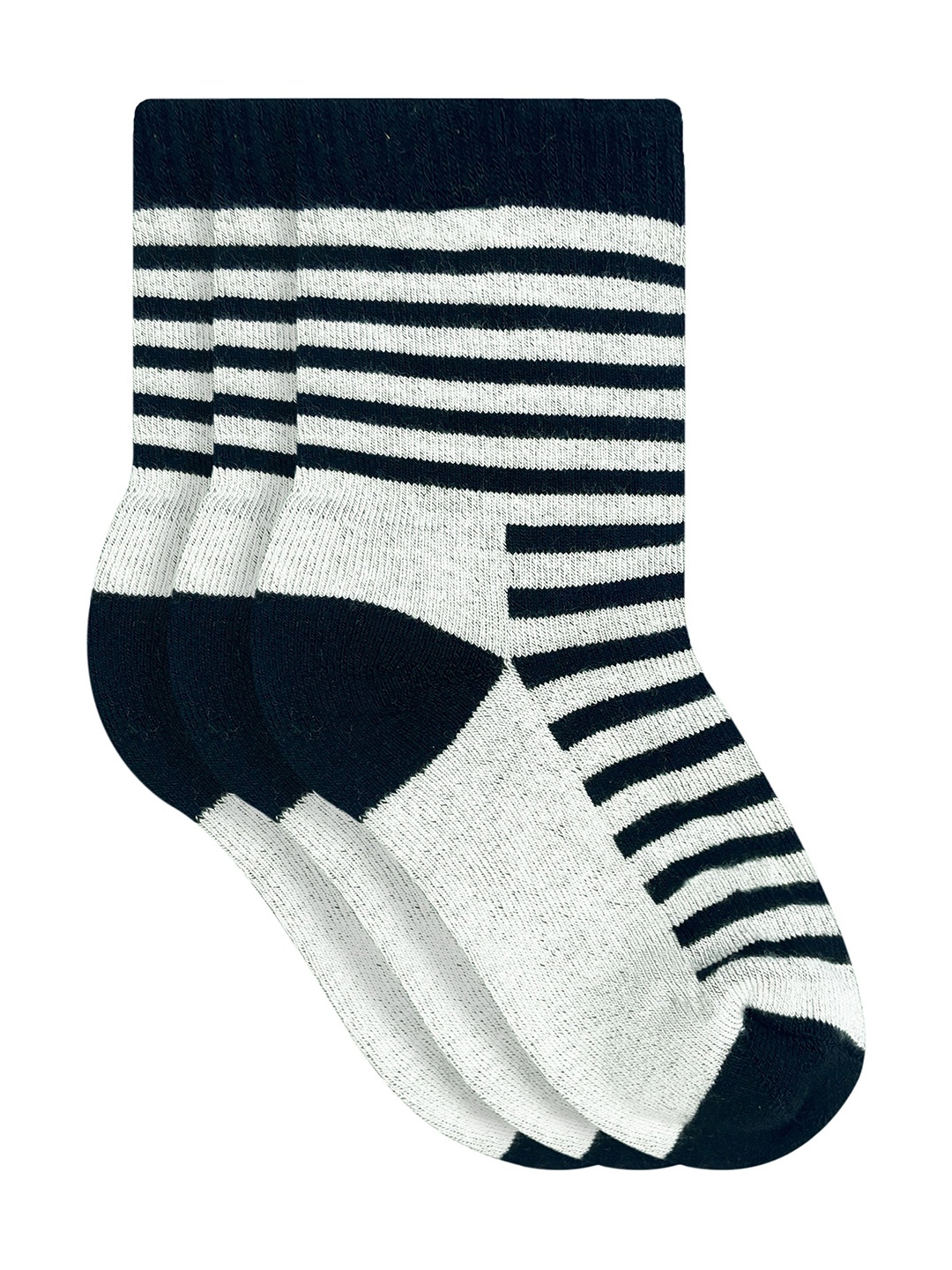 

Heelium Kids Pack of 3 Black & White Striped Calf-Length Socks