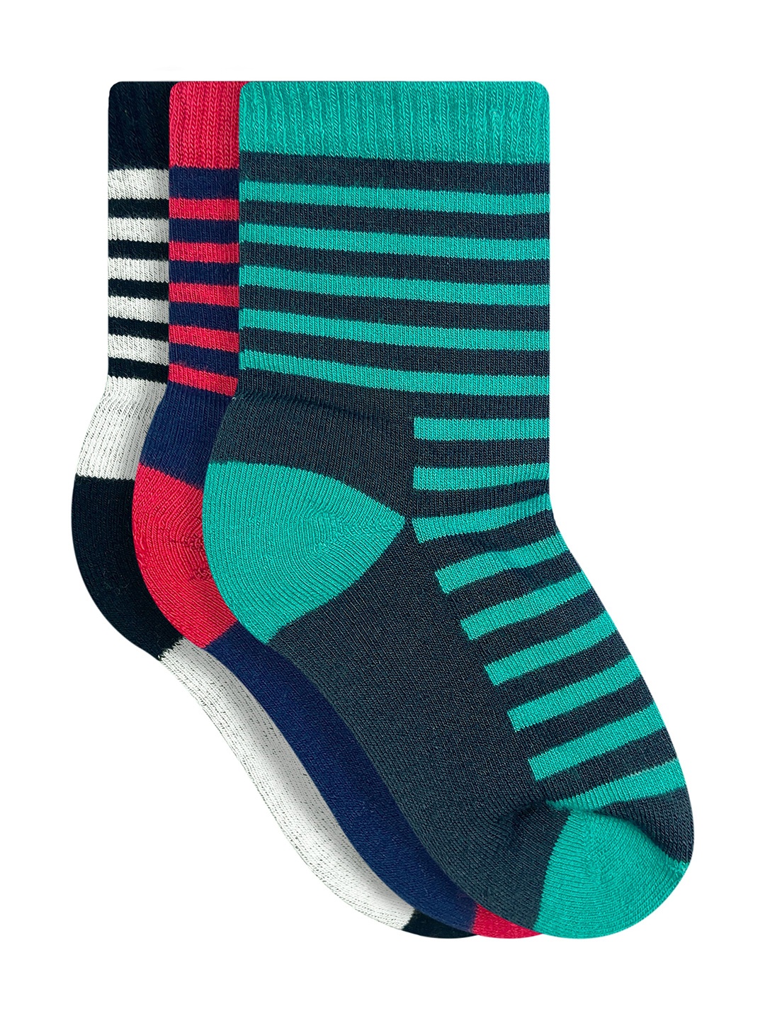 

Heelium Kids Set of 3 Black & Blue Striped Bamboo Calf Length Socks
