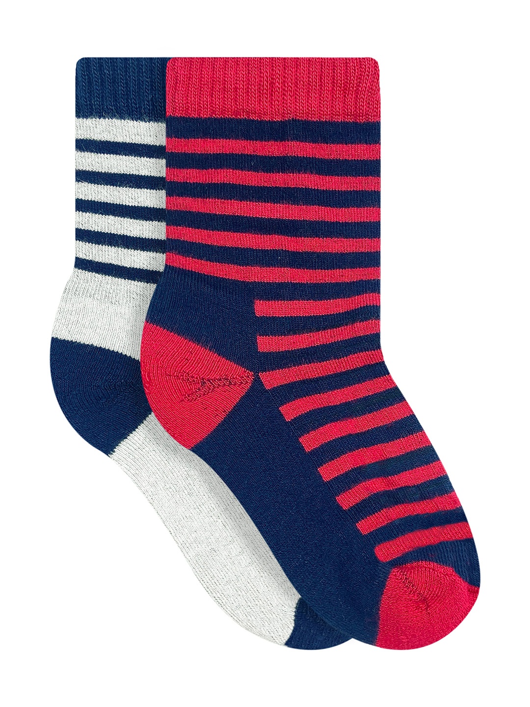 

Heelium Kids Pack of 2 Navy blue & Pink Striped Calf-Length Bamboo Socks