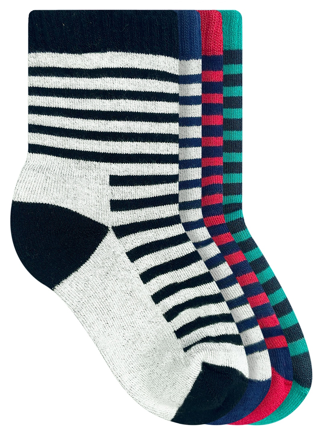 

Heelium Kids Pack Of 4 Striped Bamboo Calf Length Socks, Black