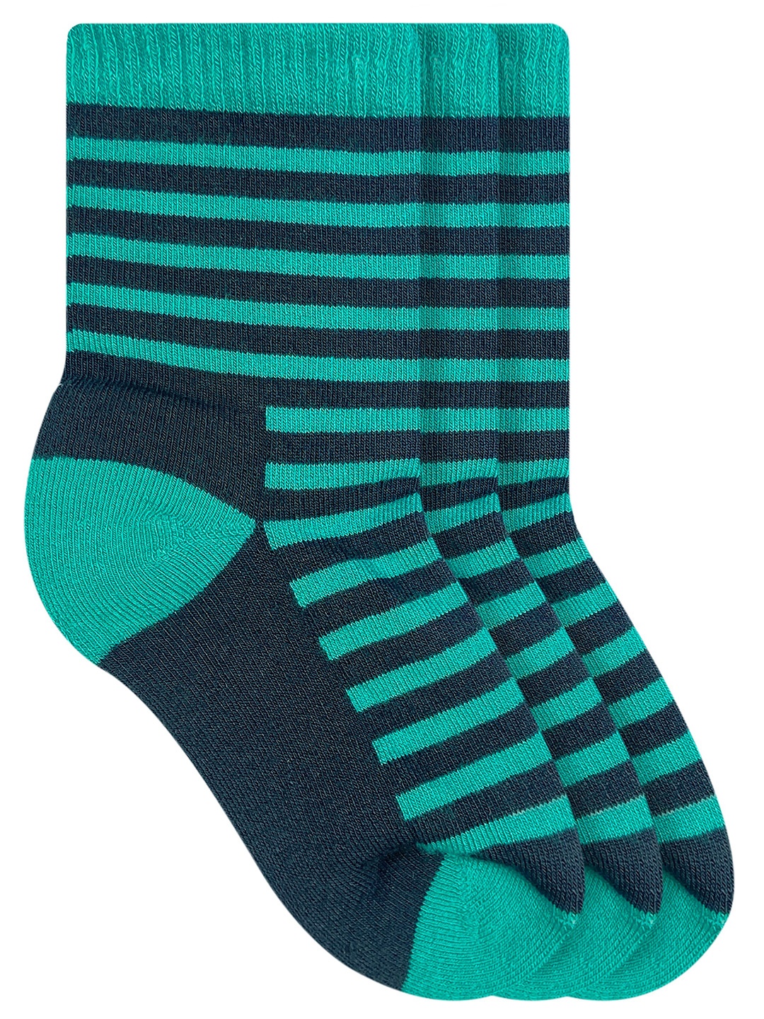 

Heelium Kids Pack of 3 Teal Green Striped Calf-Length Socks