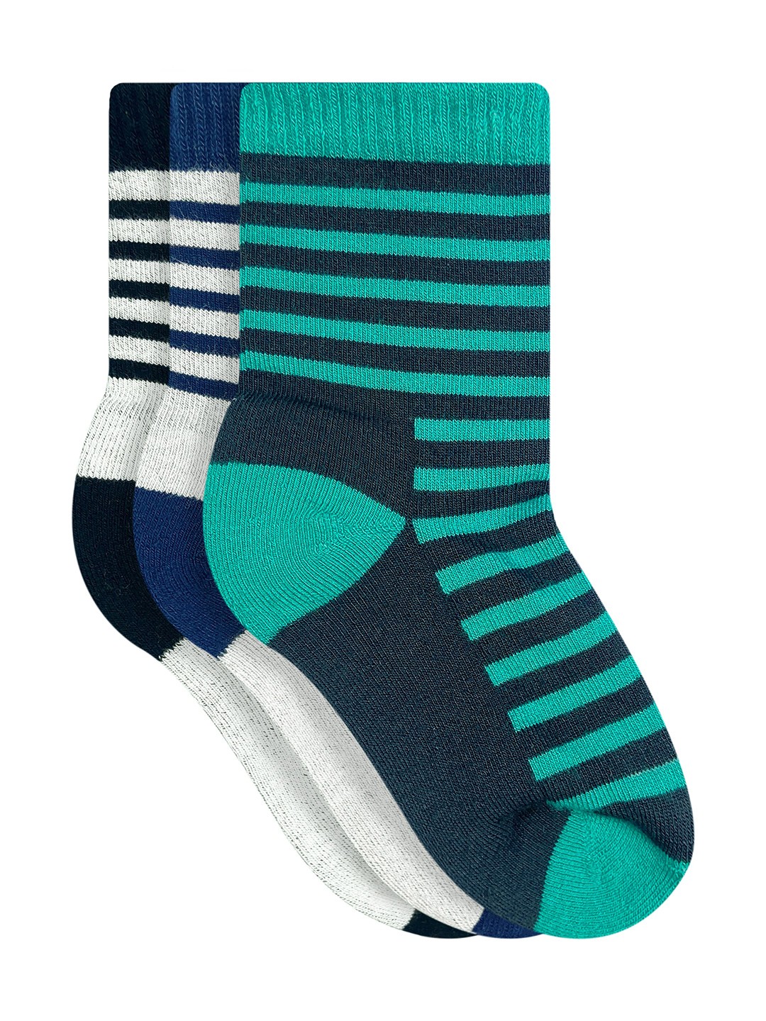 

Heelium Kids Pack of 3 Striped Calf-Length Socks, Black