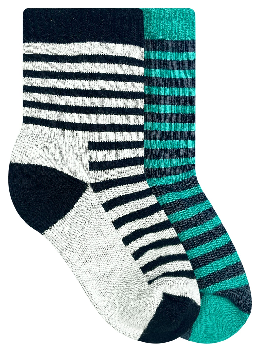 

Heelium Kids Pack Of 2 Striped Calf-Length Socks, Black