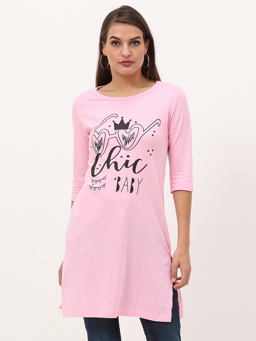 

Fleximaa Pink Print Longline Top