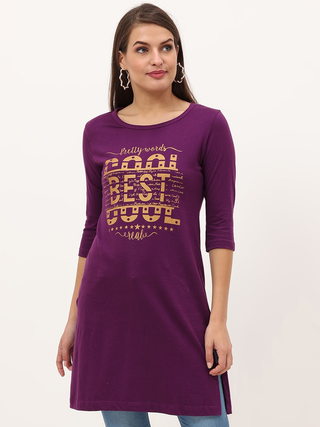 

Fleximaa Purple Print Longline Top