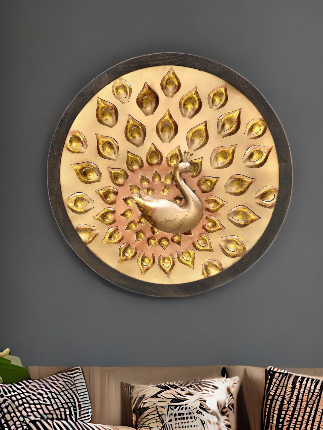 

Athome by Nilkamal Brown & Gold Peacock Wall Decor