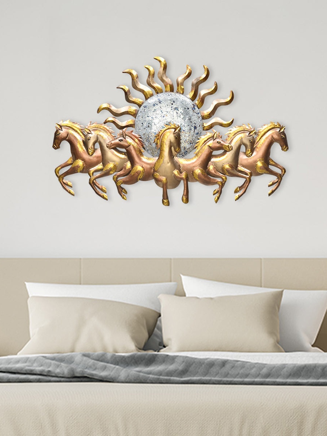

Athome by Nilkamal Gold Toned Running Horses Wall Decor