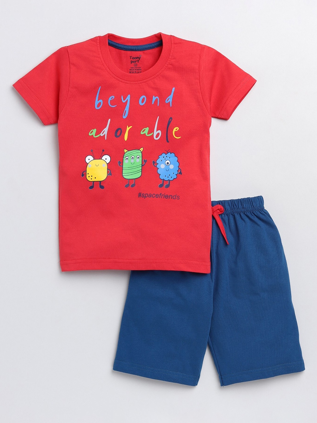

Toonyport Boys Red & Blue Printed T-shirt with Shorts