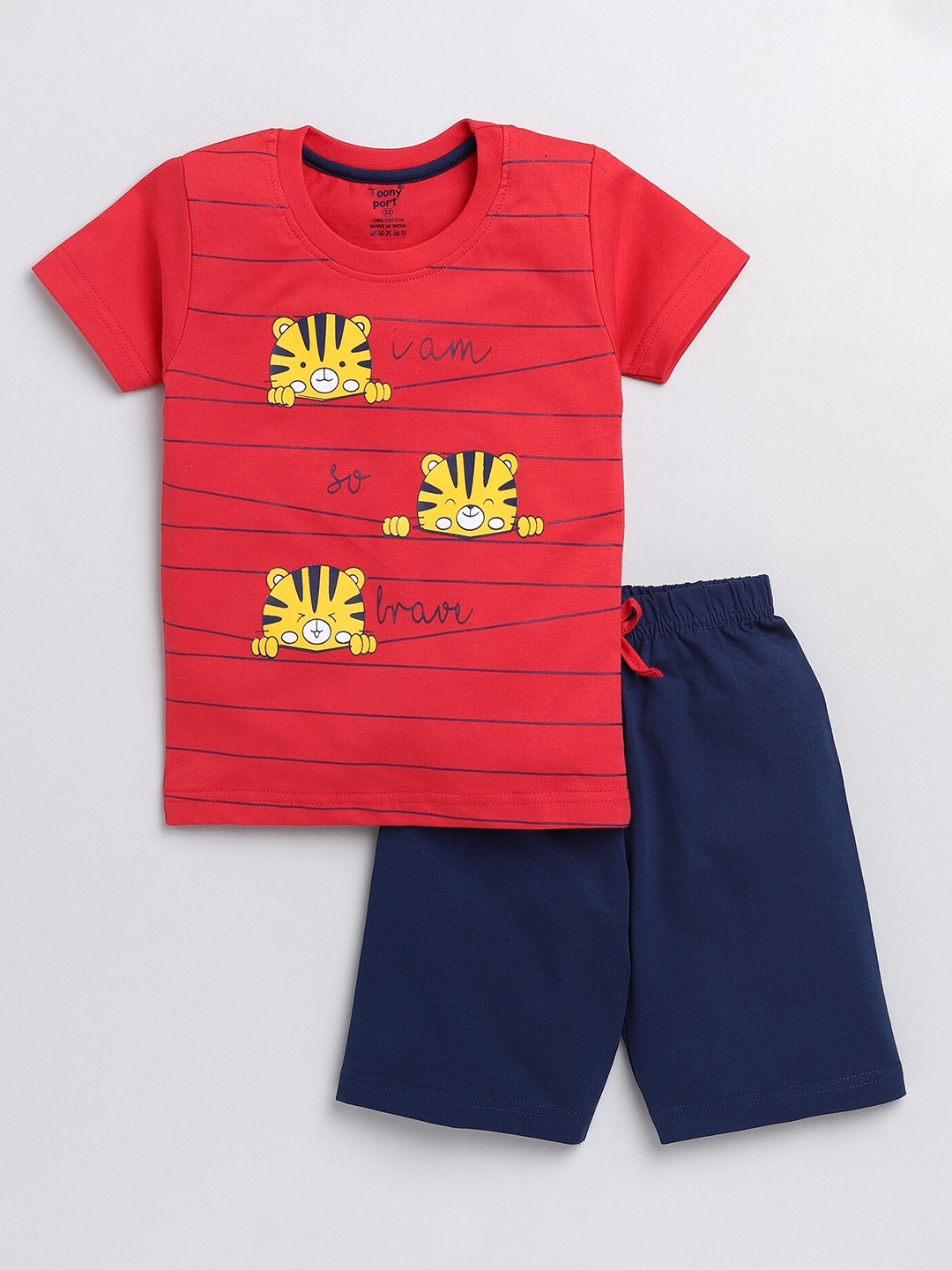 

Toonyport Boys Red Printed T-shirt with Shorts