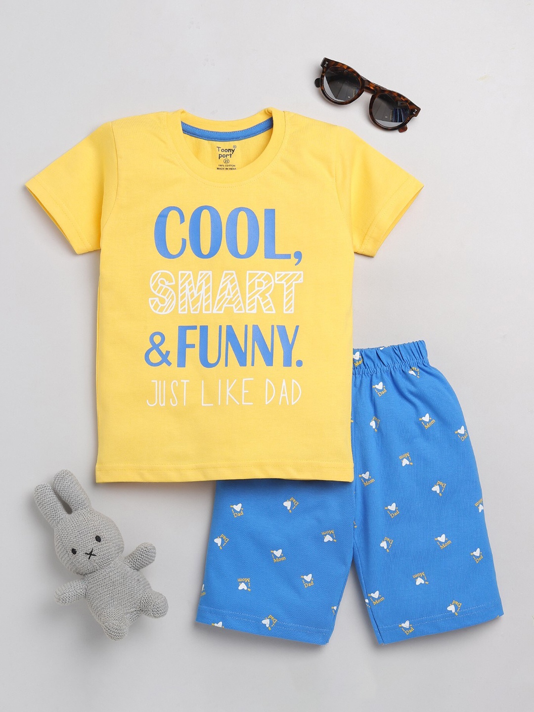 

Toonyport Boys Yellow Printed T-shirt with Shorts