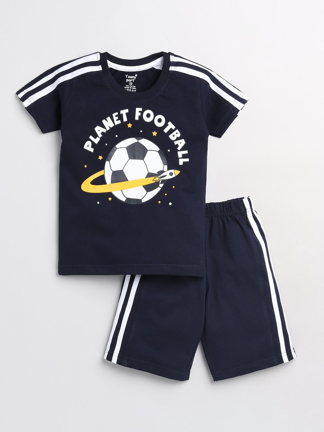 

Toonyport Boys Blue Printed T-shirt with Shorts