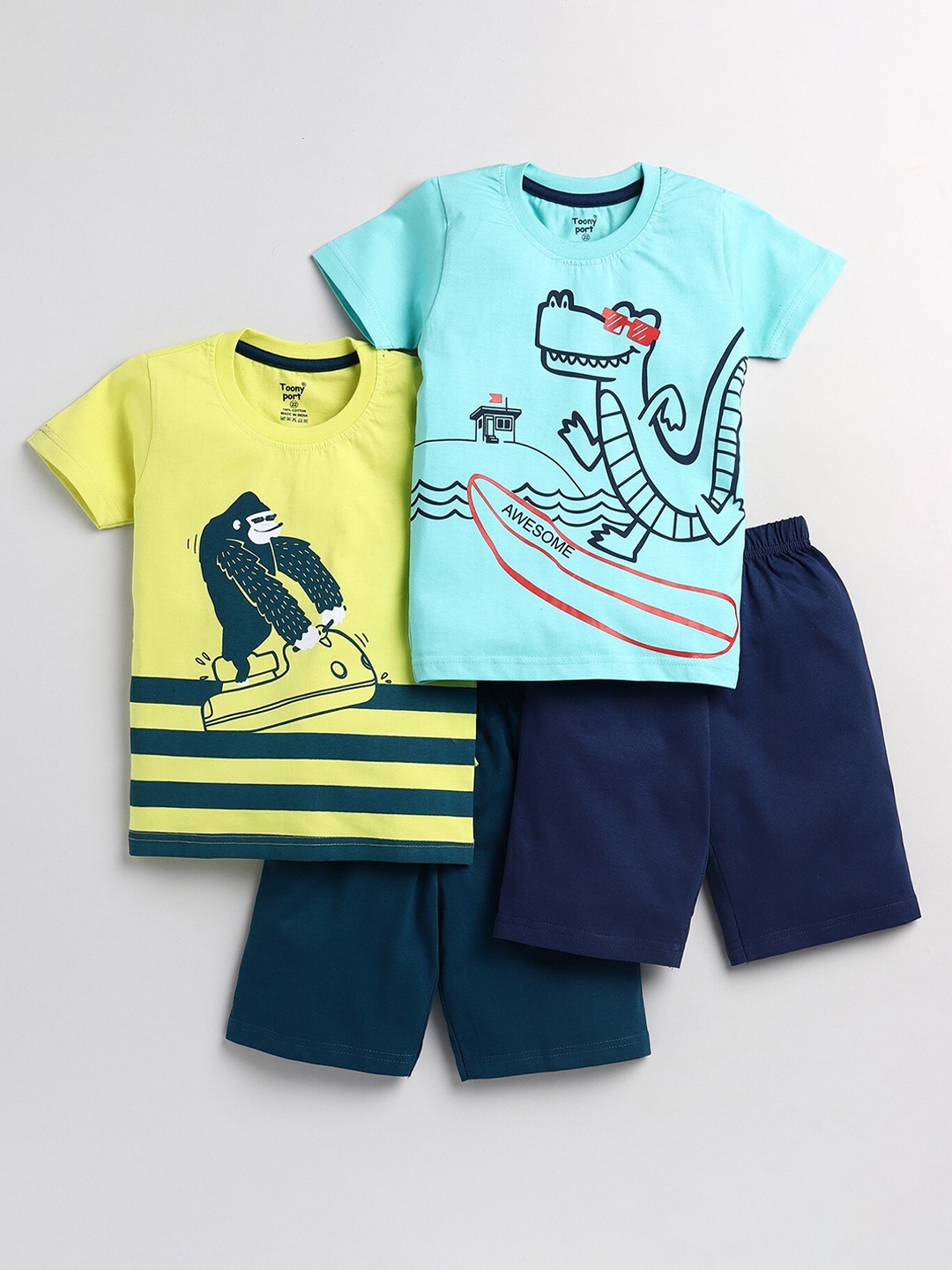 

Toonyport Boys Multicoloured Printed T-shirt with Shorts, Multi