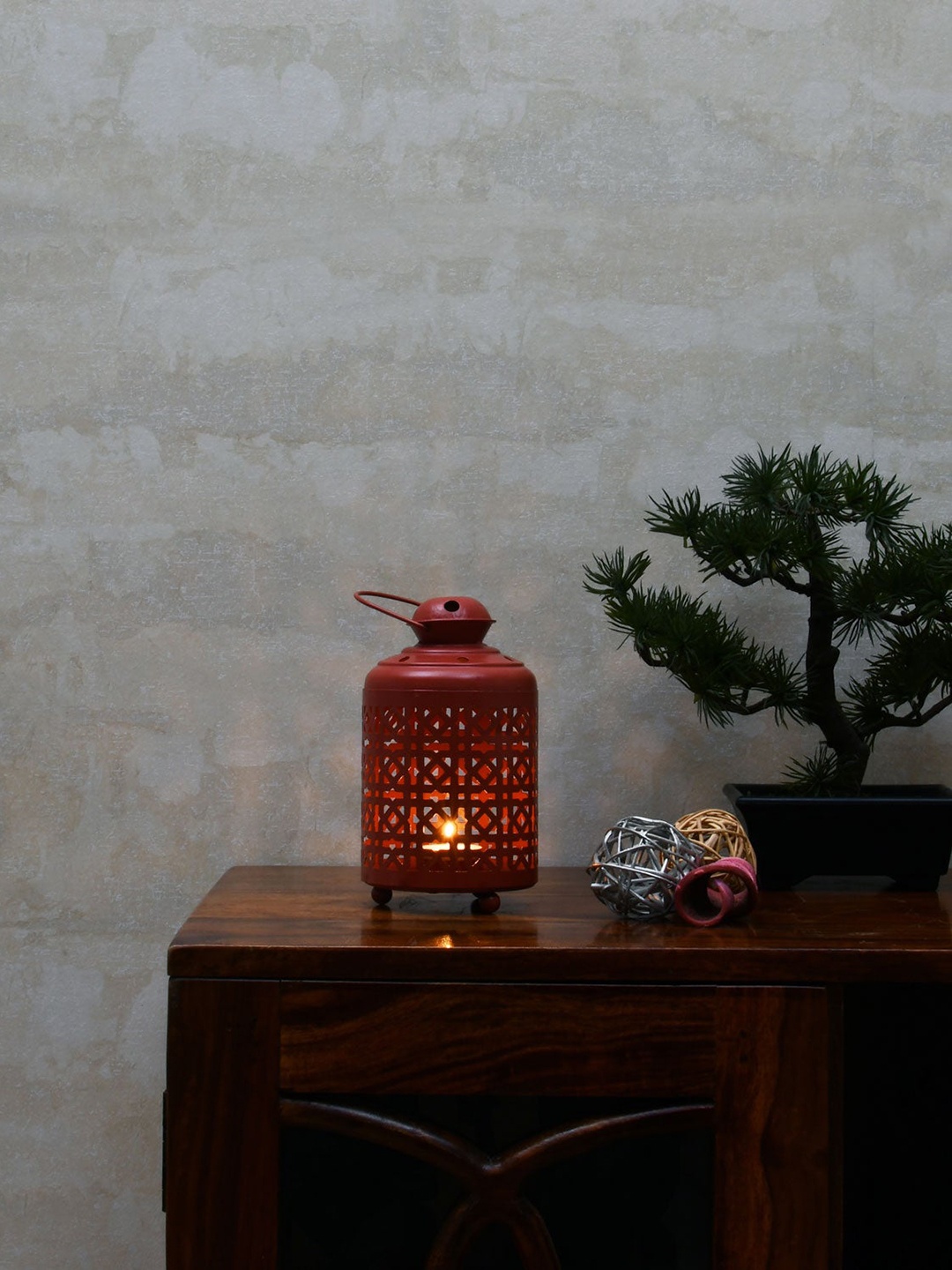

Athome by Nilkamal Illumina Rust Mini Lantern Candle Holder
