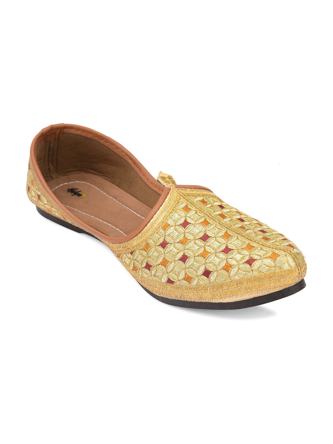 

Hulya Men Gold-Toned Woven Design Mojaris