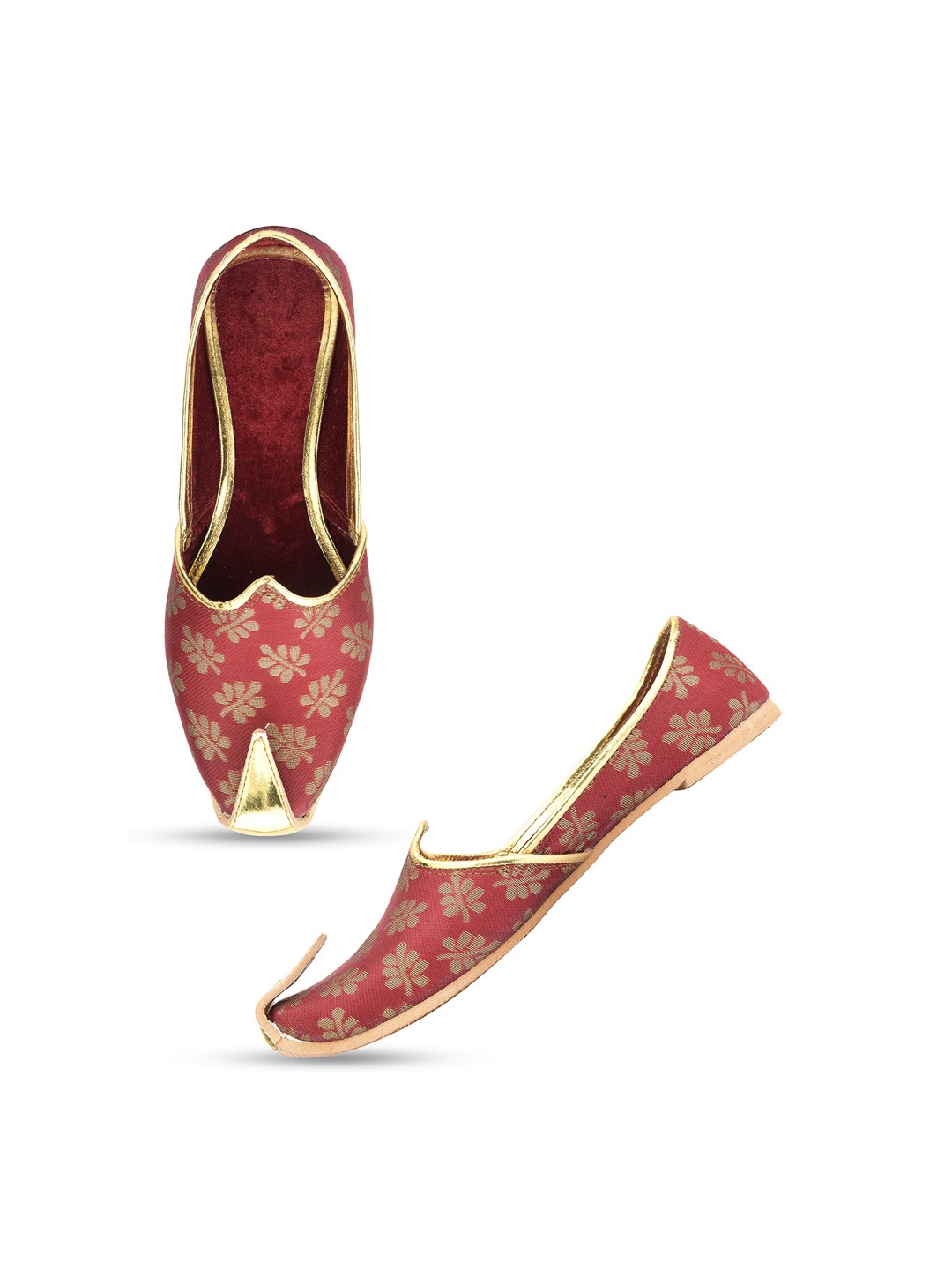 

Hulya Men Maroon Printed Mojaris