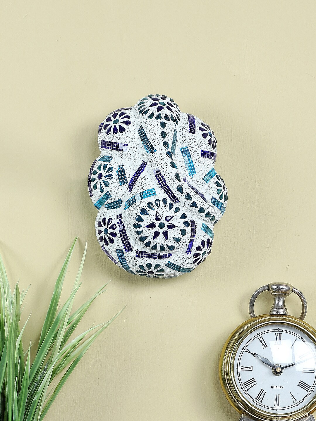 

Devansh Multicolored Glass Mosaic Ganesha Wall Mounted Lamp, Multi