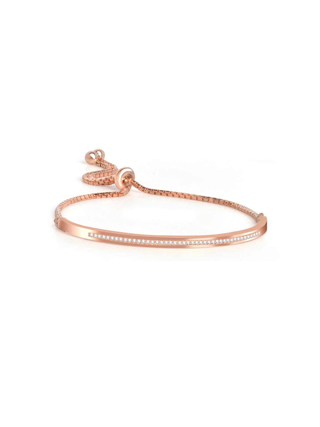 

ZILVER Women Pink Sterling Silver Cubic Zirconia Handcrafted Rose Gold-Plated Charm Bracelet