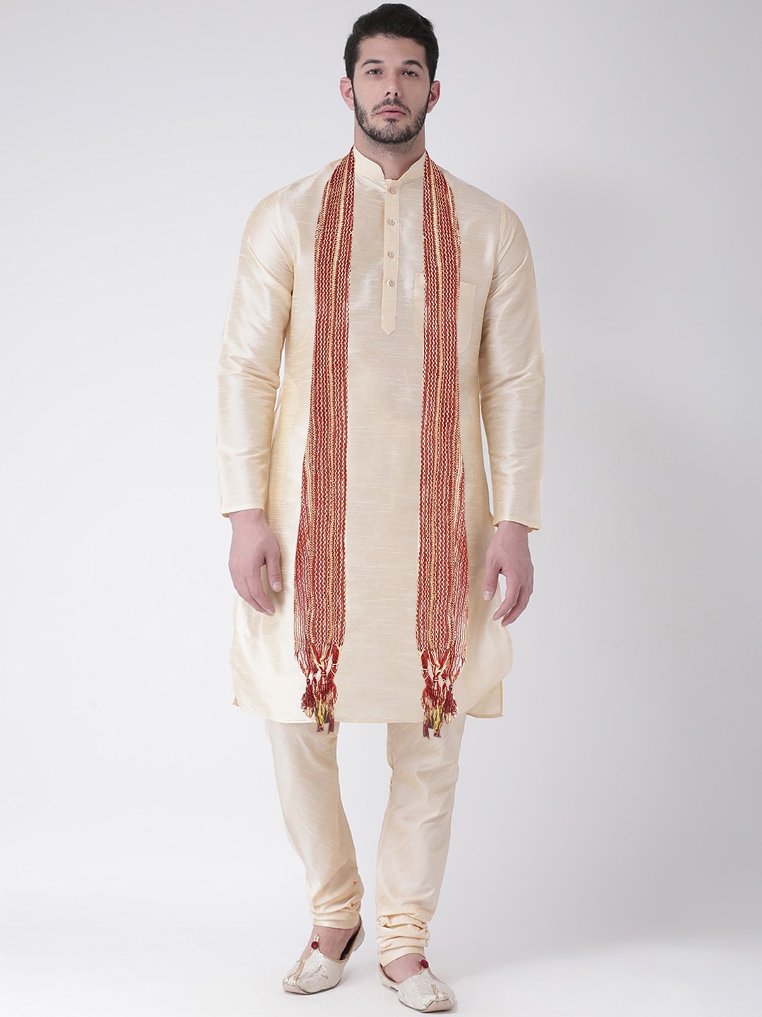 

SG LEMAN Men Beige Raw Silk Kurta with Churidar & With Dupatta