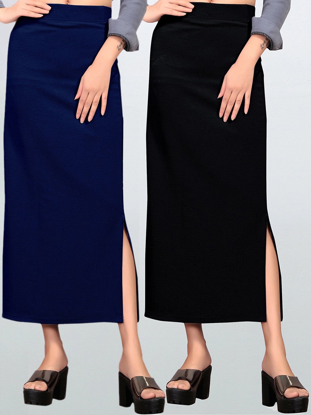 

Wuxi Pack of 2 Black & Blue Saree Shapewear