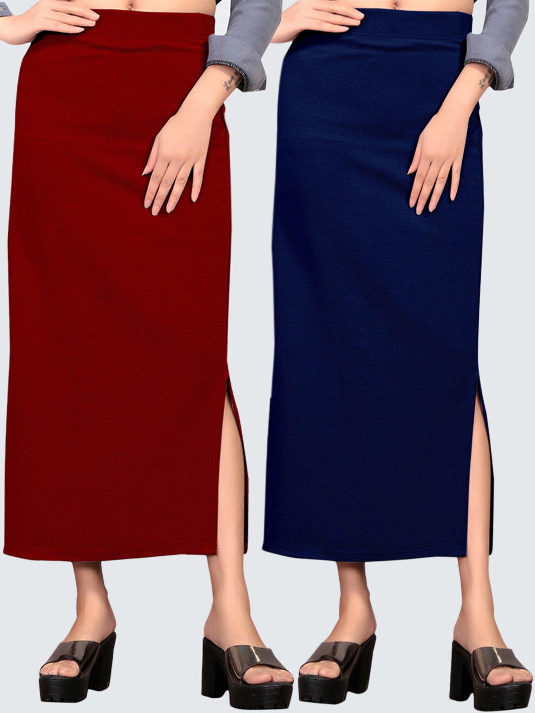 

Wuxi Maroon & Navy Blue Pack of 2 Saree Shapewear