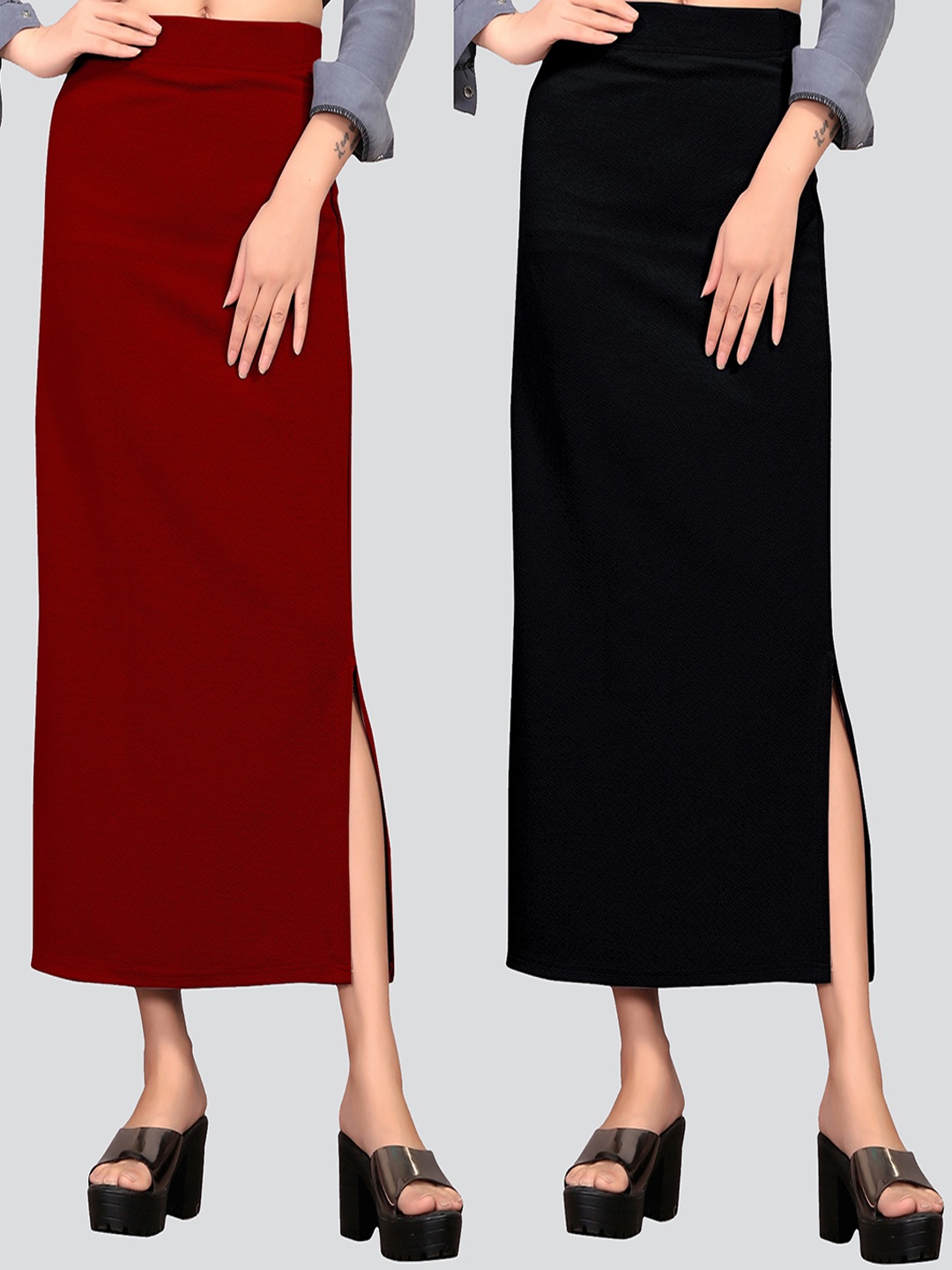 

Wuxi Maroon & Black Pack of 2 Saree Shapewear