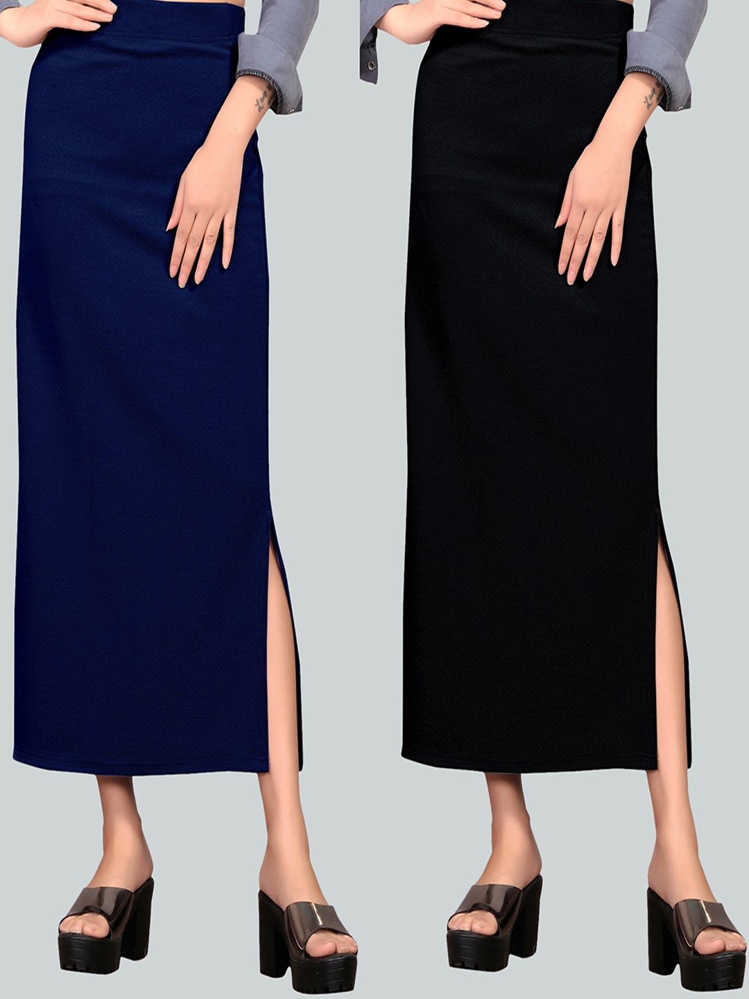 

Wuxi Navy Blue & Black Pack of 2 Saree Shapewear