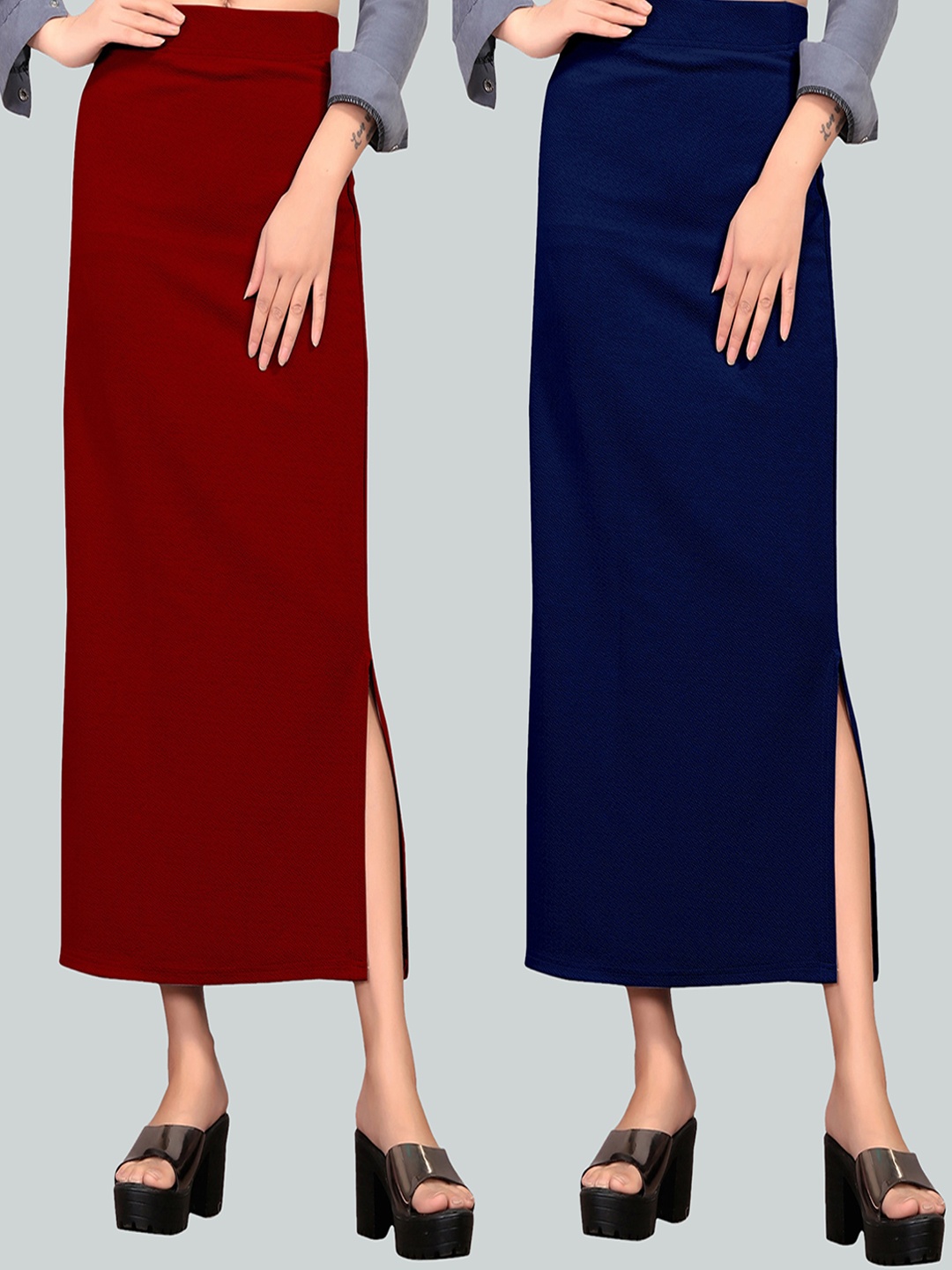 

Wuxi Pack of 2 Maroon & Blue Saree Shapewear