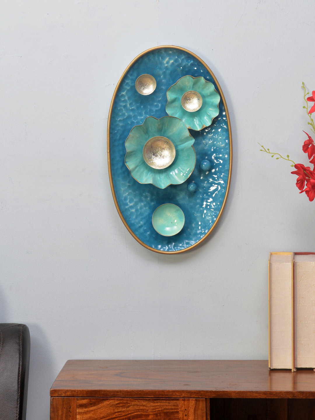 

Athome by Nilkamal Sea Green Pearls Oval Shaped Wall Decor