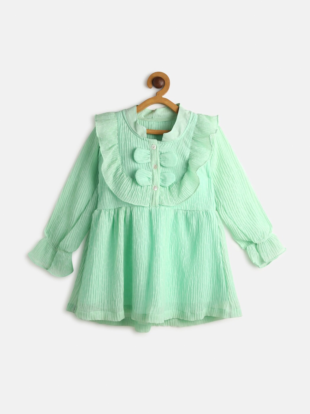 

MANET Green Chiffon A-Line Dress