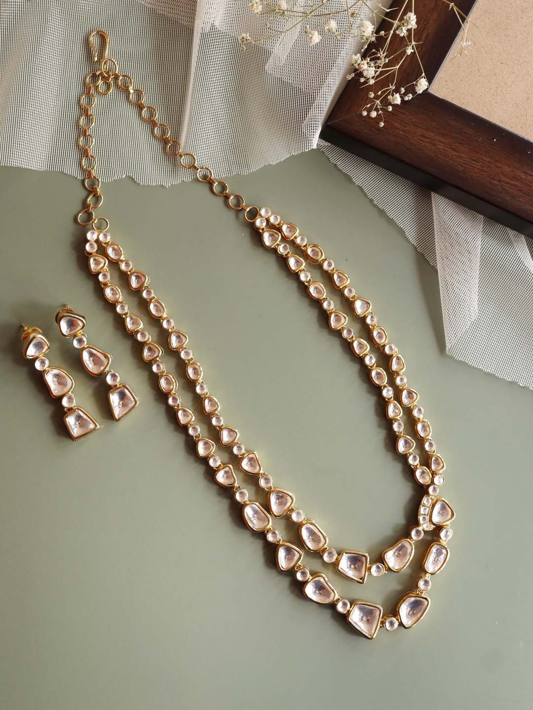 

CURIO COTTAGE Gold-Plated & Stone-Studded Layered Handcrafted Jewellery Set