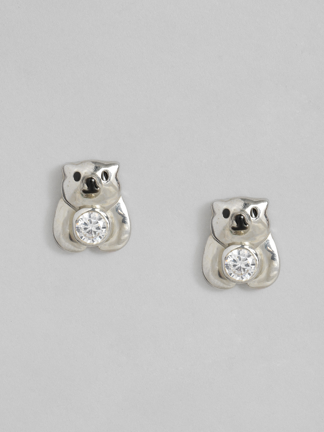 

Onaifa 925 Sterling Silver Rhodium-Plated CZ Studded Quirky Studs