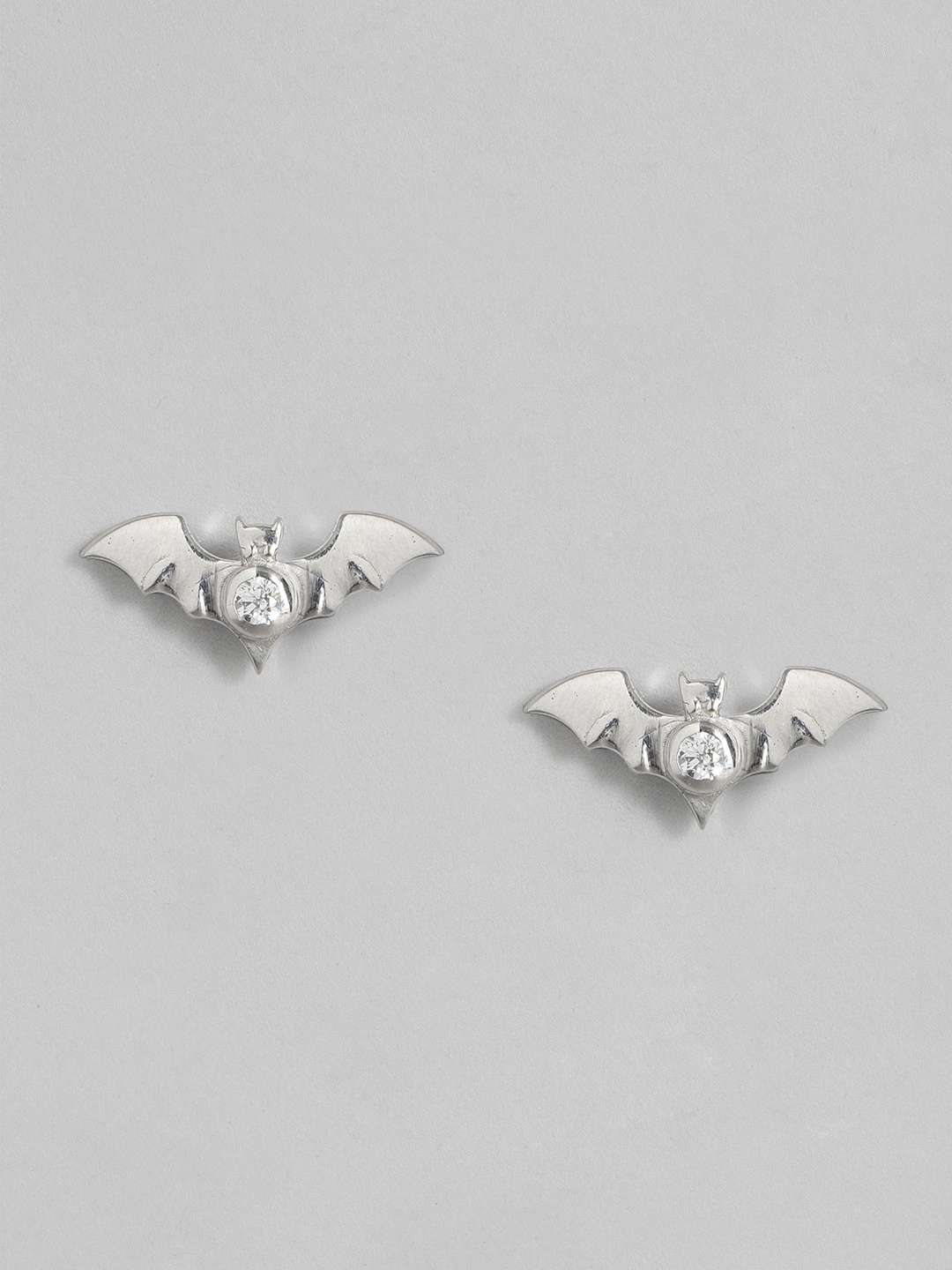 

Onaifa 925 Sterling Silver Rhodium-Plated CZ Studded Bat Quirky Studs