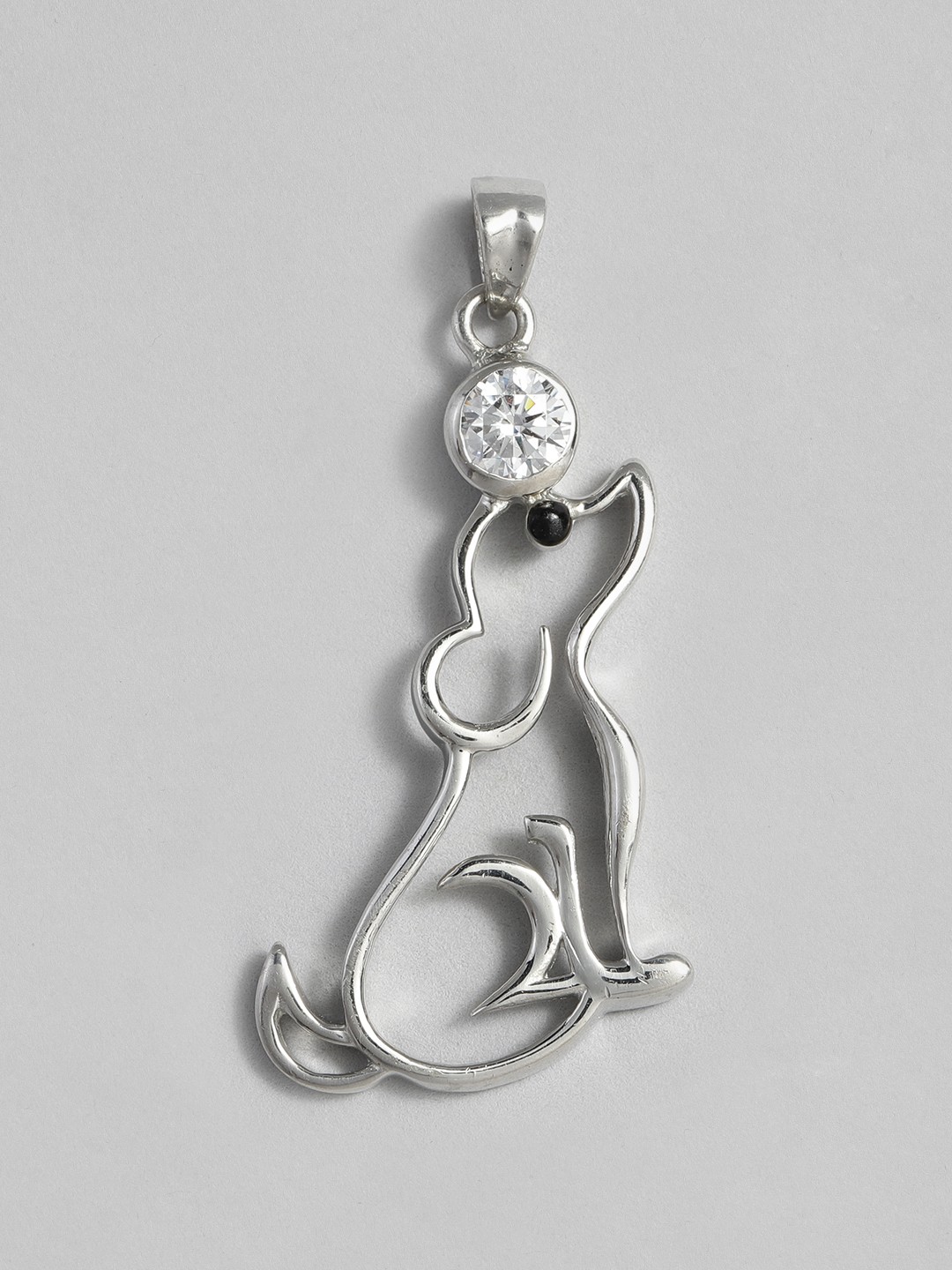 

Onaifa 925 Sterling Silver Rhodium-Plated CZ Studded Quirky Pendant